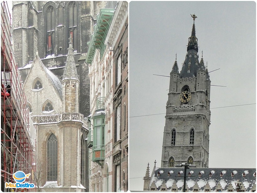 Torres da cidade medieval na Bélgica